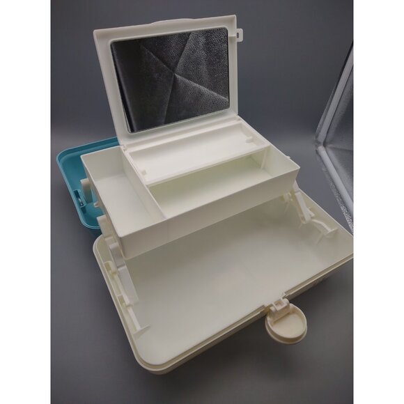 Vintage Caboodles Blue White Retro Plastic Makeup Carrying Case Box 5626, USA - Picture 14 of 17